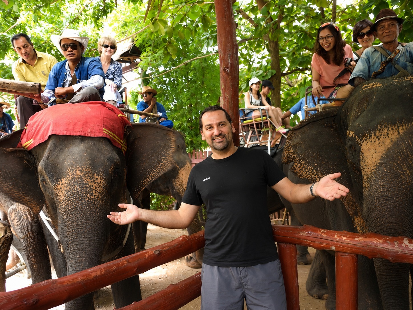 David Rively with elephants in Thailand