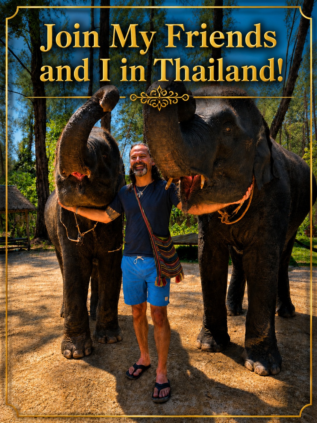 Join My Friends and I in Thailand — David with two elephants